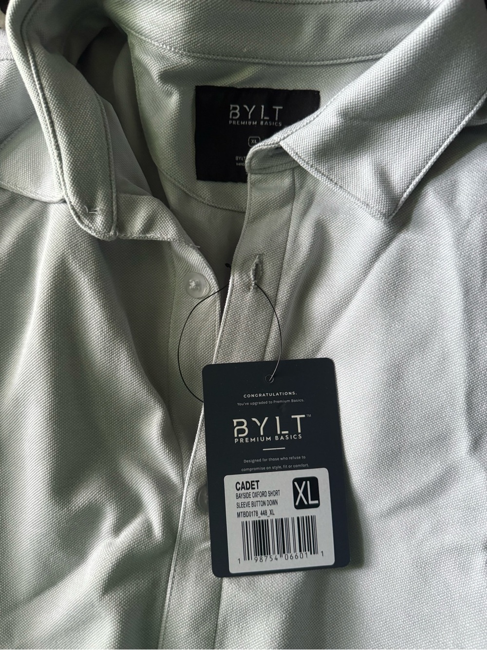 BYLT Basics Short Sleeve Button-Down Shirt in Light Gray - Picture 2 of 4